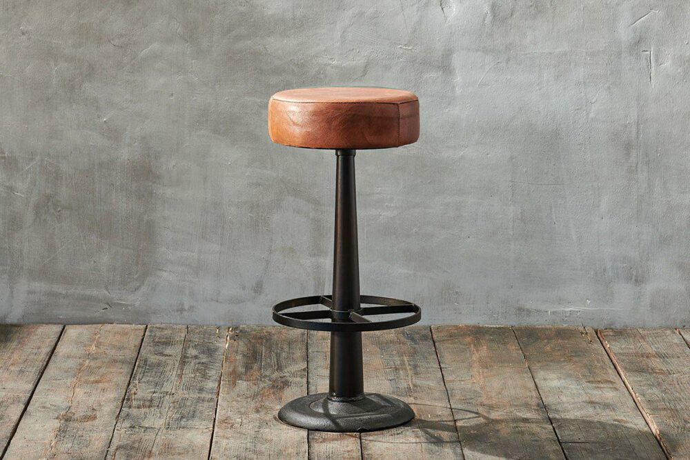 Narwana Leather Round Stool