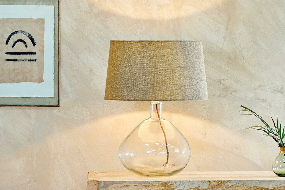 Large Short Baba Recycled Glass Lamp - Clear Recycled Glass