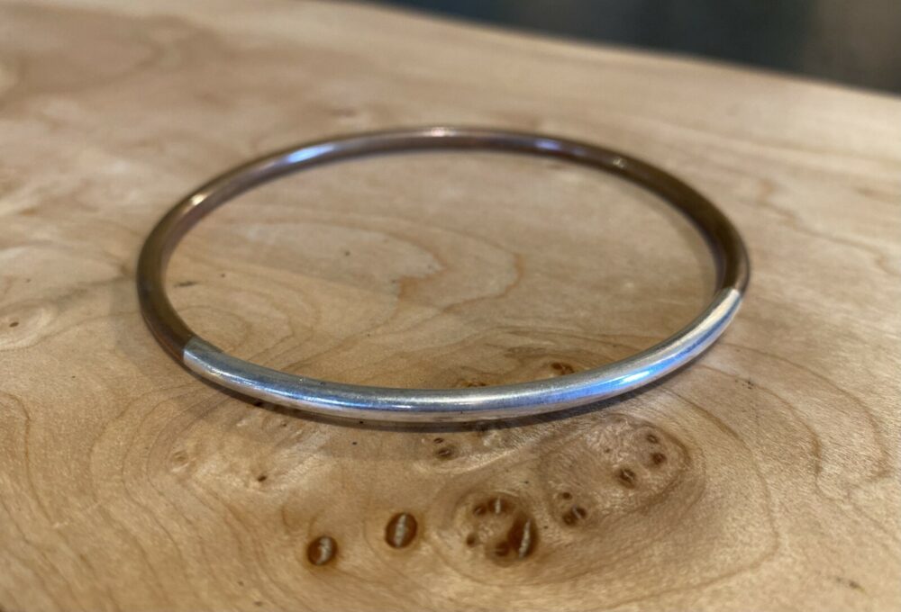 Ann Catrin Evans - Copper and silver oval bangle