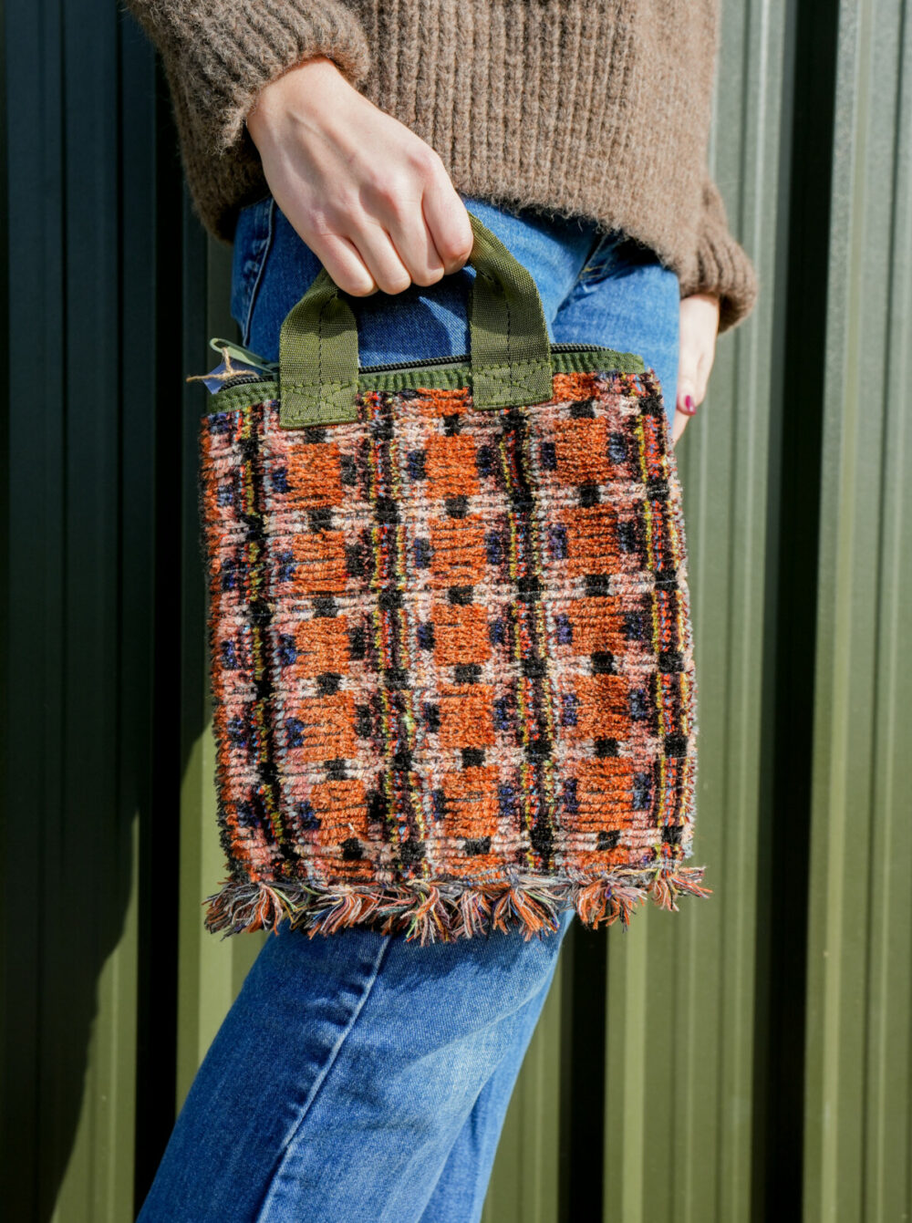 Frayed hem tote | Orange - Image 2