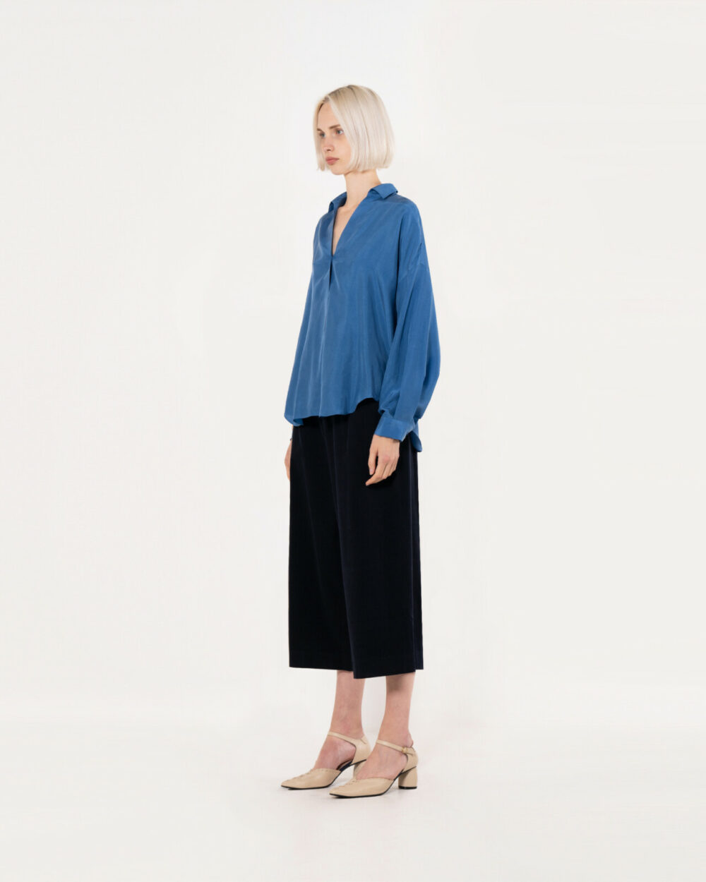 Emin + Paul Blue Curved Hem Shirt - Image 2