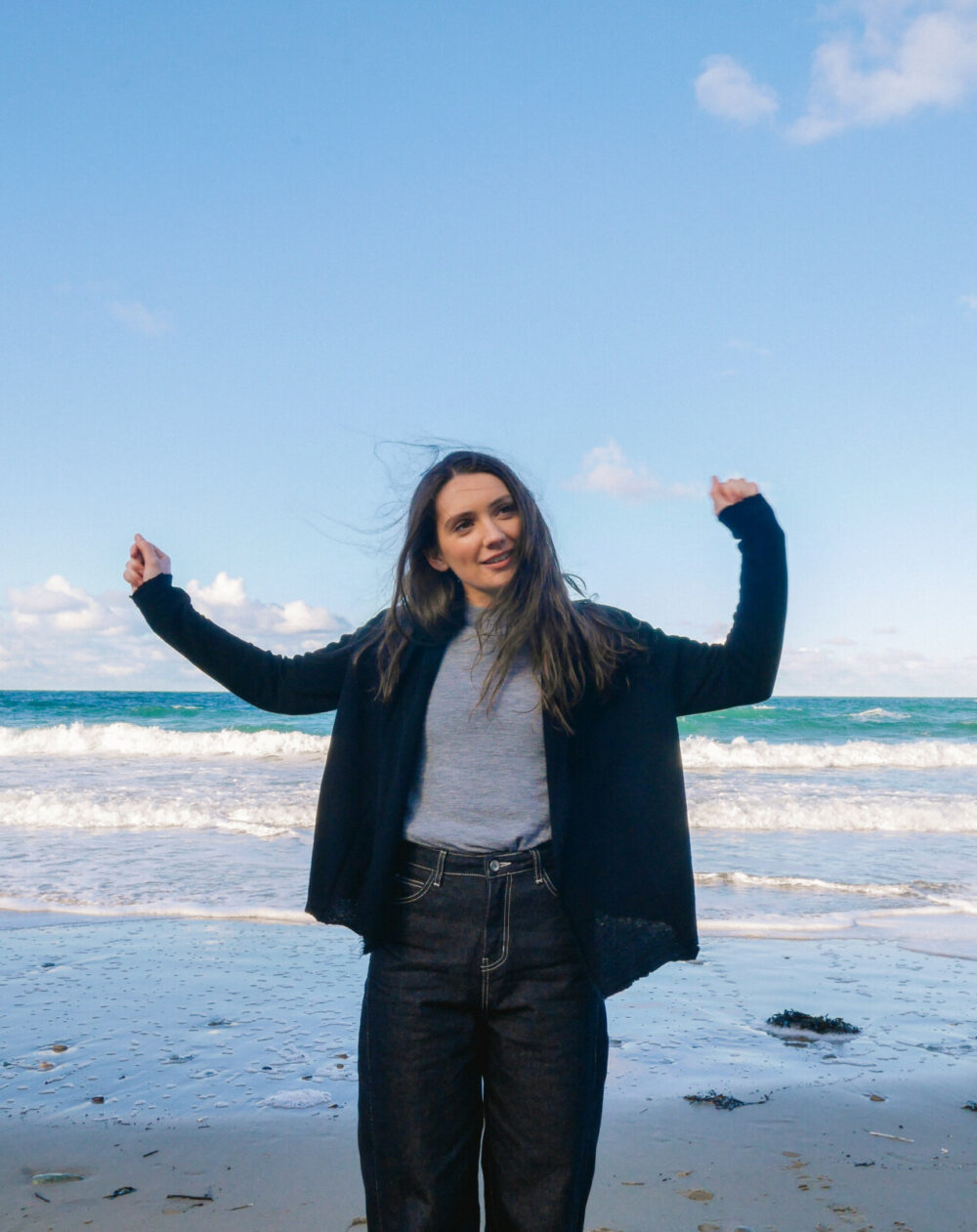 Black Merino Box Cardigan