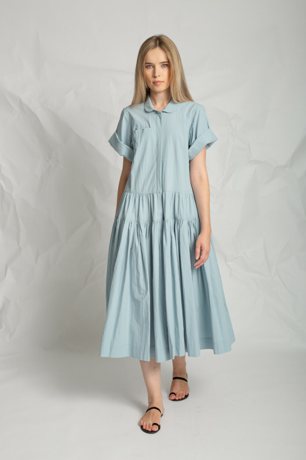 Les filles d’ailleurs Blue Cotton Dress - Image 2