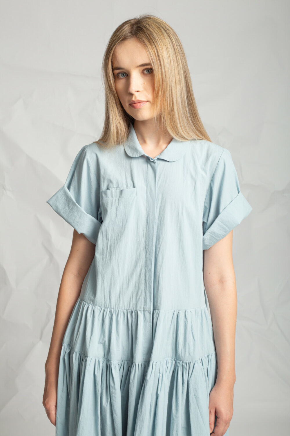 Les filles d’ailleurs Blue Cotton Dress - Image 3