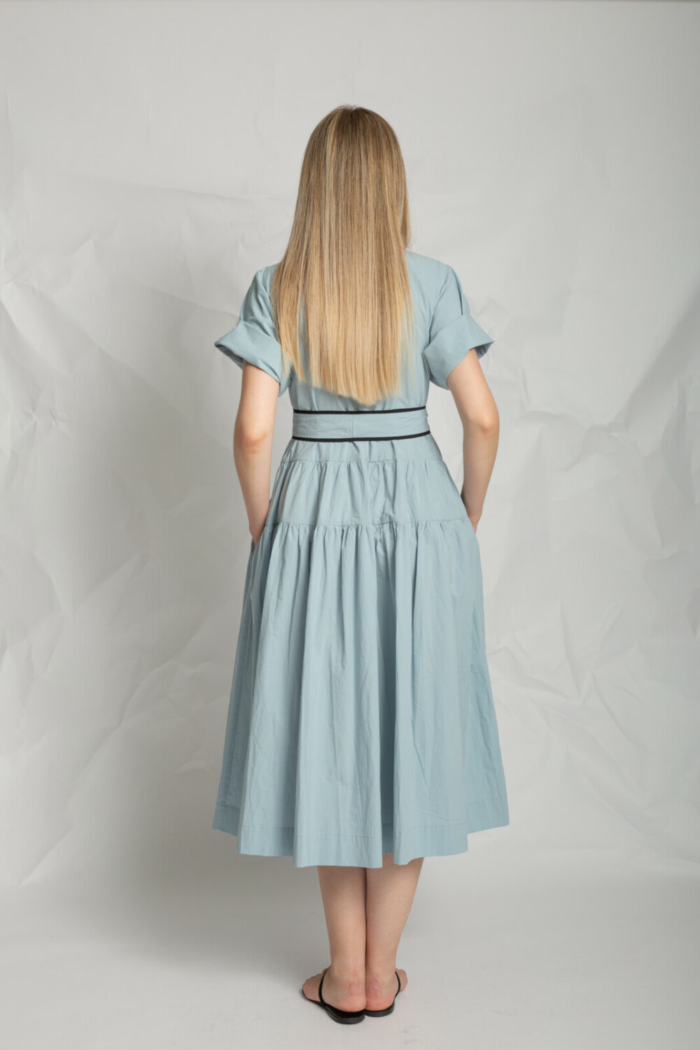 Les filles d’ailleurs Blue Cotton Dress - Image 4