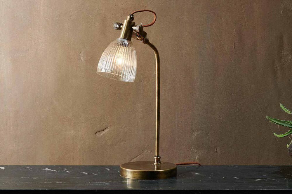 Rarni Recycled Glass Table Lamp | Antique Brass