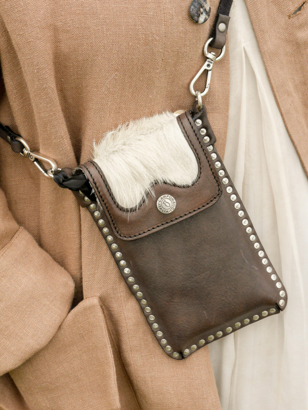 Campomaggi Leather Phone Bag | Gray & Cow