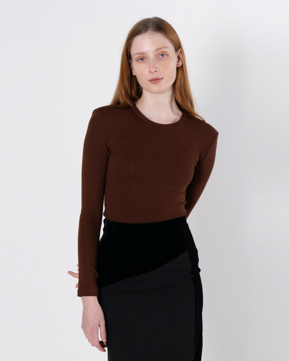 Emin + Paul Shoulder Pad T-Shirt | Brown