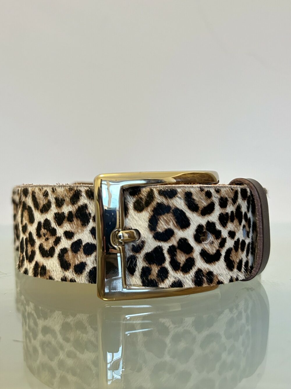 Leopard Print Cowhide Belt