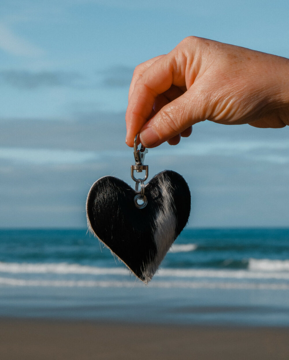 Cowhide Heart Keyring