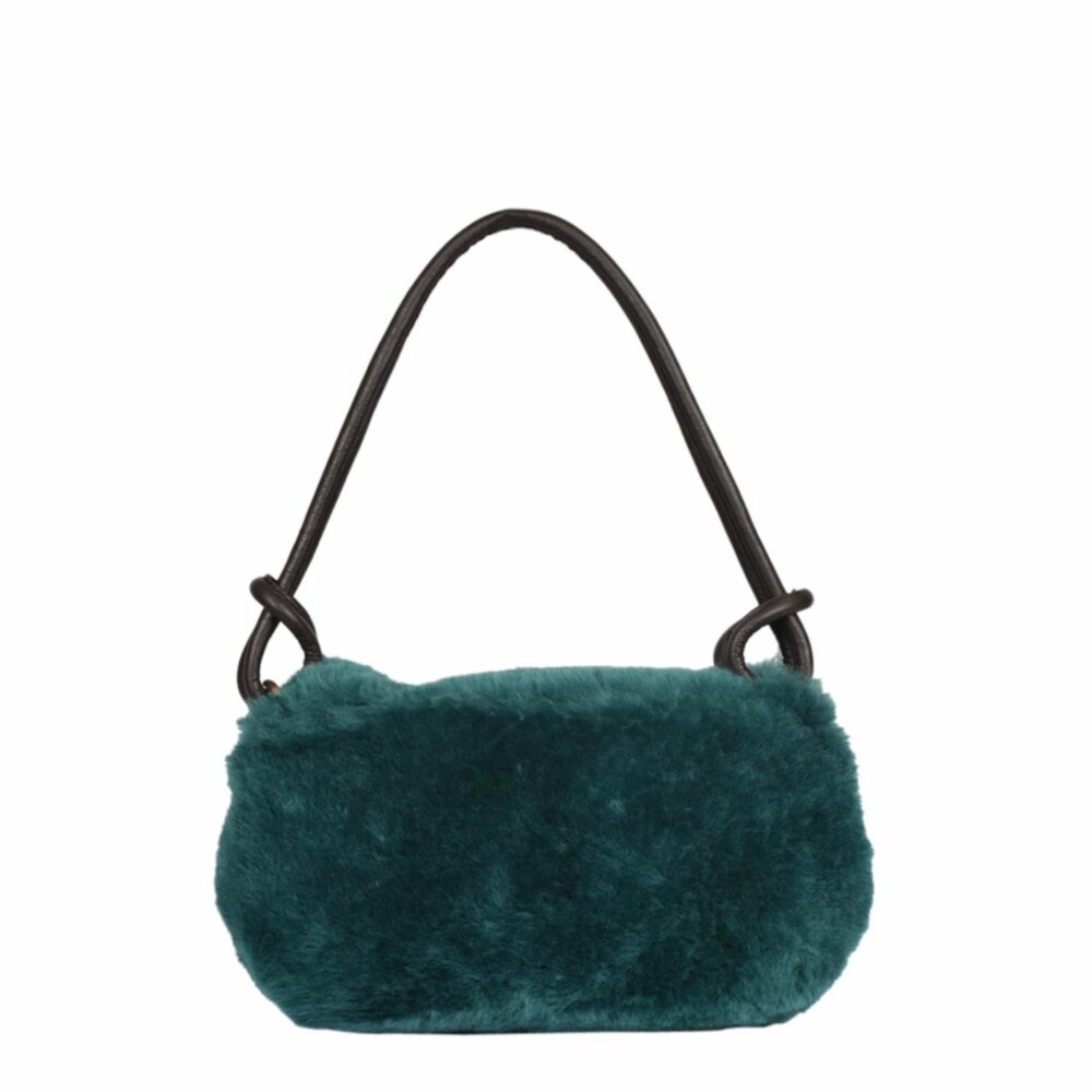 Teal Sheepskin Shoulder Bag - Image 2