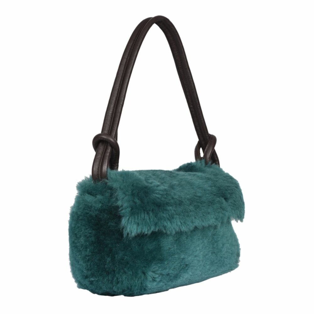 Teal Sheepskin Shoulder Bag - Image 3