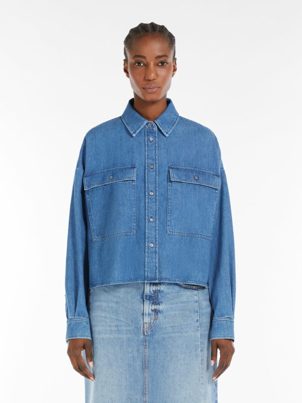 Weekend Max Mara Denim Boxy Shirt - Image 2