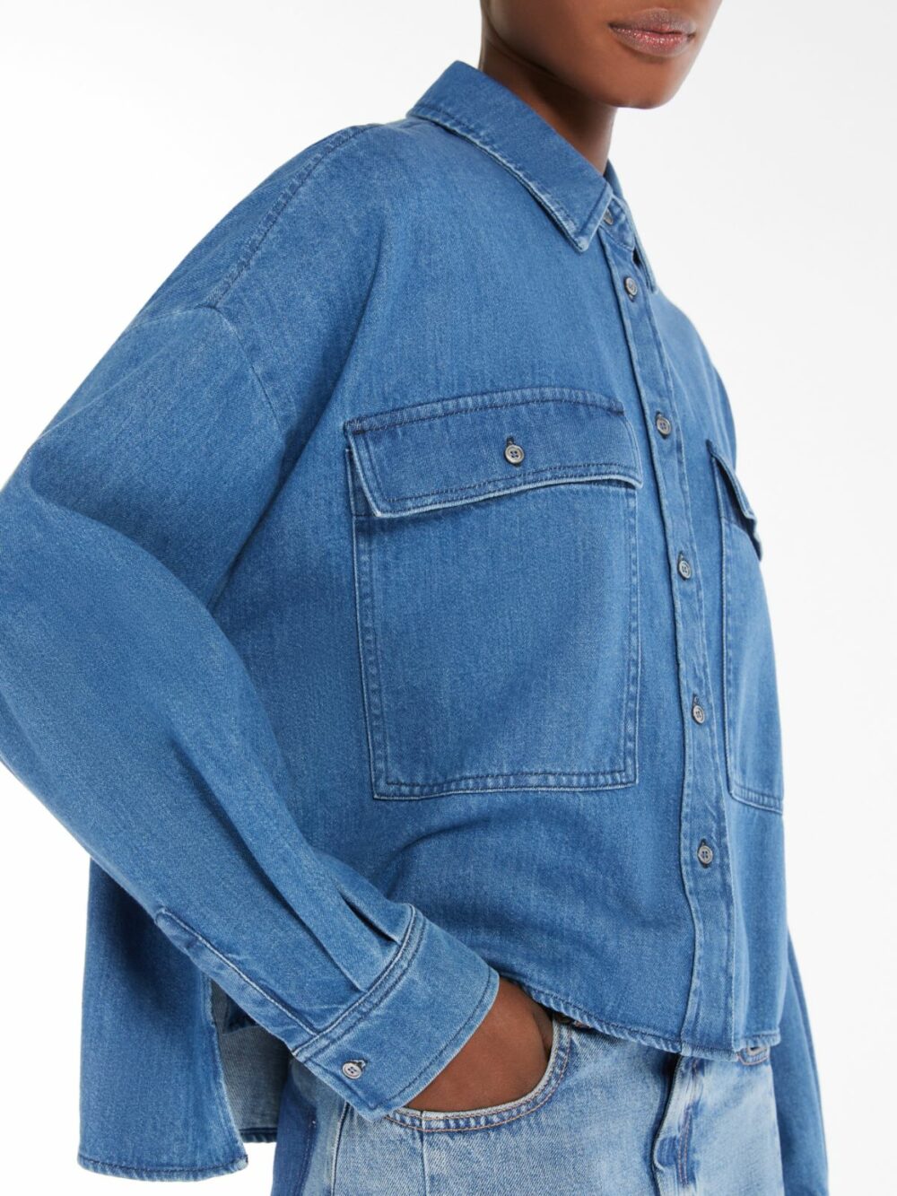 Weekend Max Mara Denim Boxy Shirt - Image 4