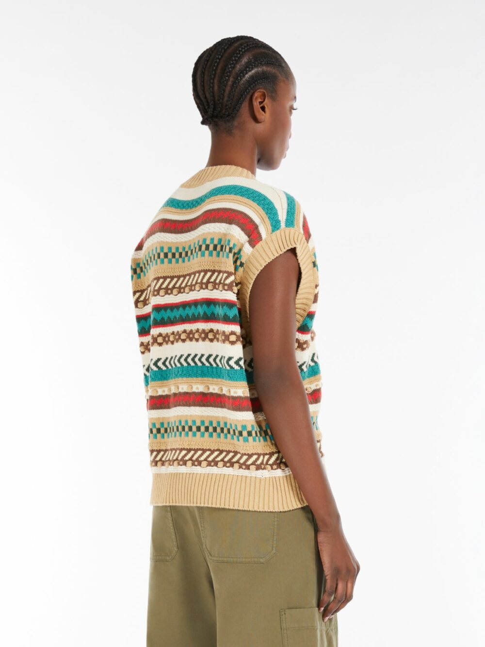 Weekend Max Mara Jacquard Cotton Yarn Gilet - Image 3