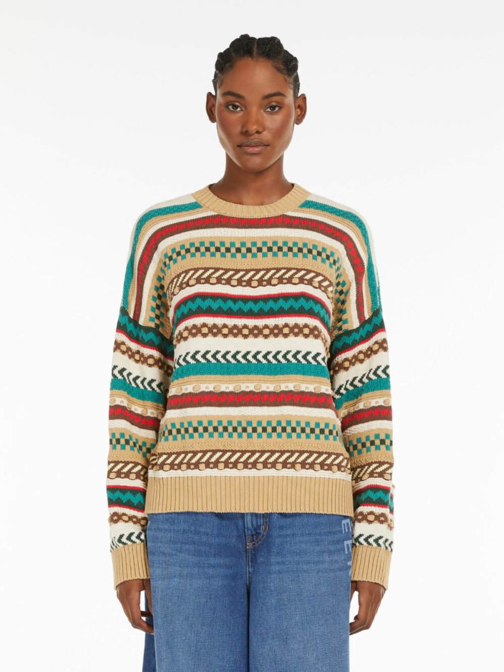 Weekend Max Mara Jacquard-Patterned Cotton Sweater - Image 2