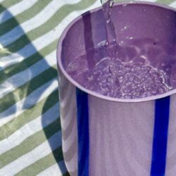 Atina Stripe Drinking Glass |  Navy & Lilac - Image 2