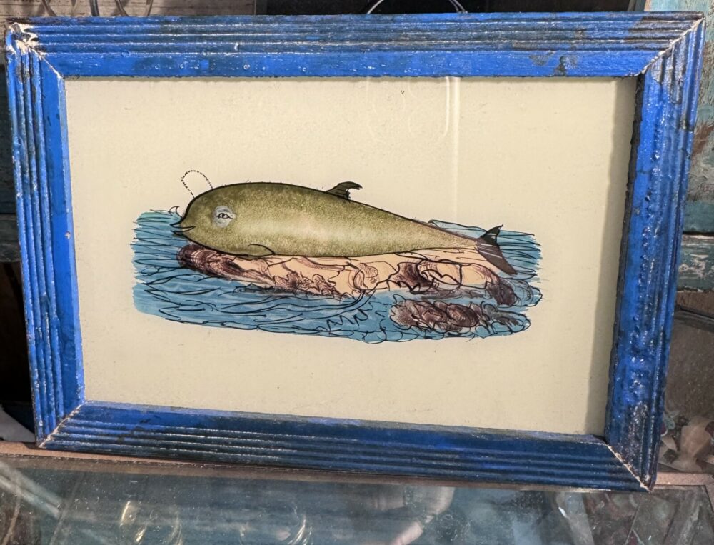 Indian Glass Painting | Whale Blue Frame