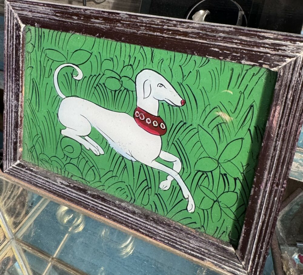 Indian Glass Painting | White Dog